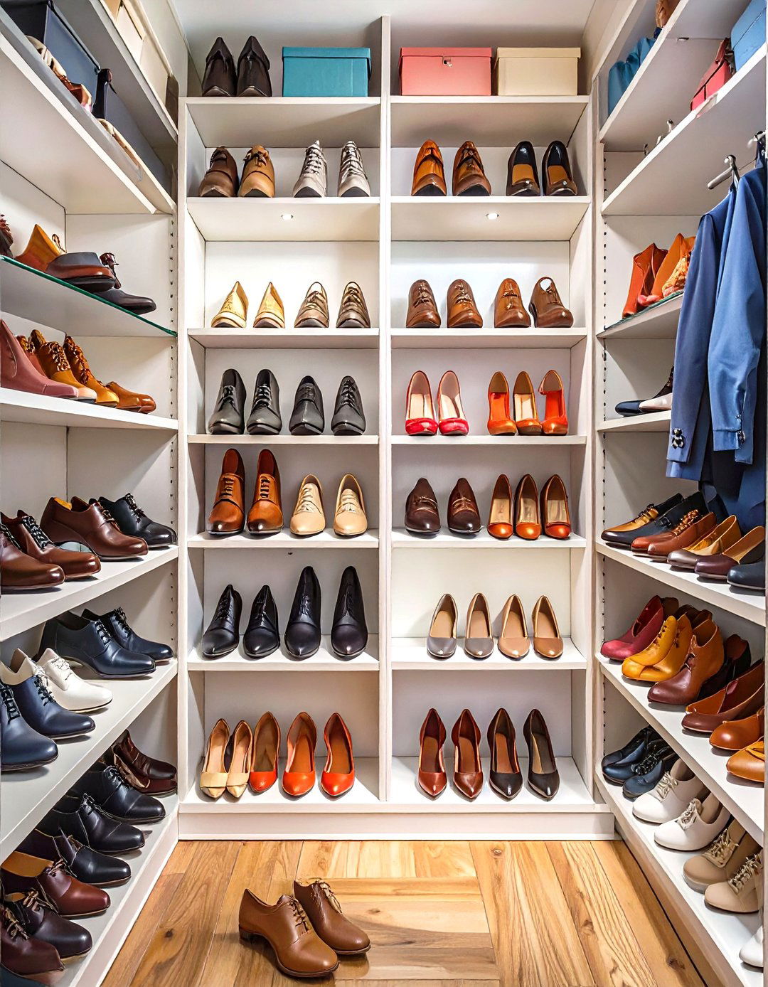 His and Hers Divided Shoe Closet - 30 shoe closet ideas
