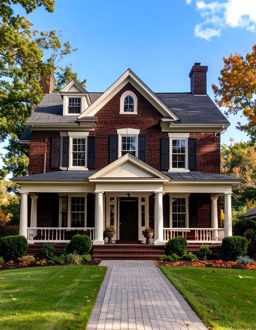 Historic Dark Brown Painted Brick - 30 house exterior brick paint color ideas
