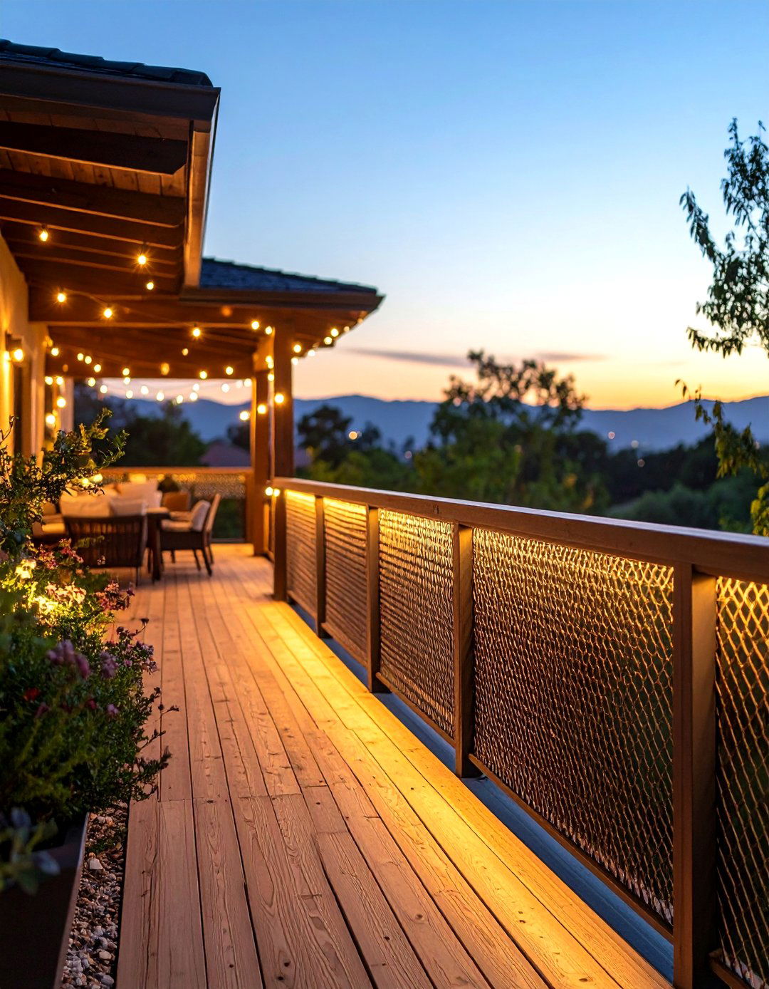 Hog Wire Deck Railing with Integrated Lighting - 30 hog wire deck railing ideas