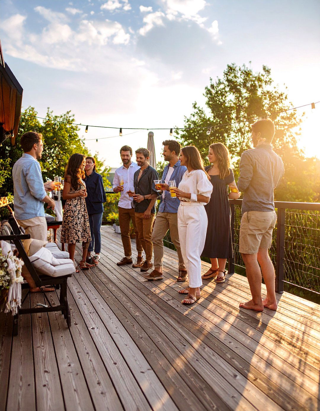 Hog Wire Deck Railing with a Drink Rail - 30 hog wire deck railing ideas