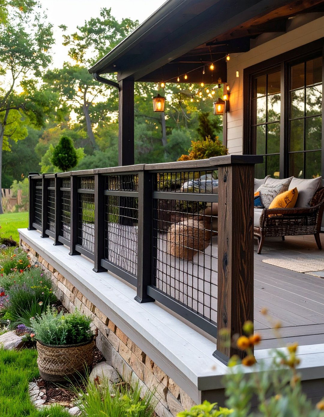 Hog Wire Panel Railing - 30 modern deck railing ideas