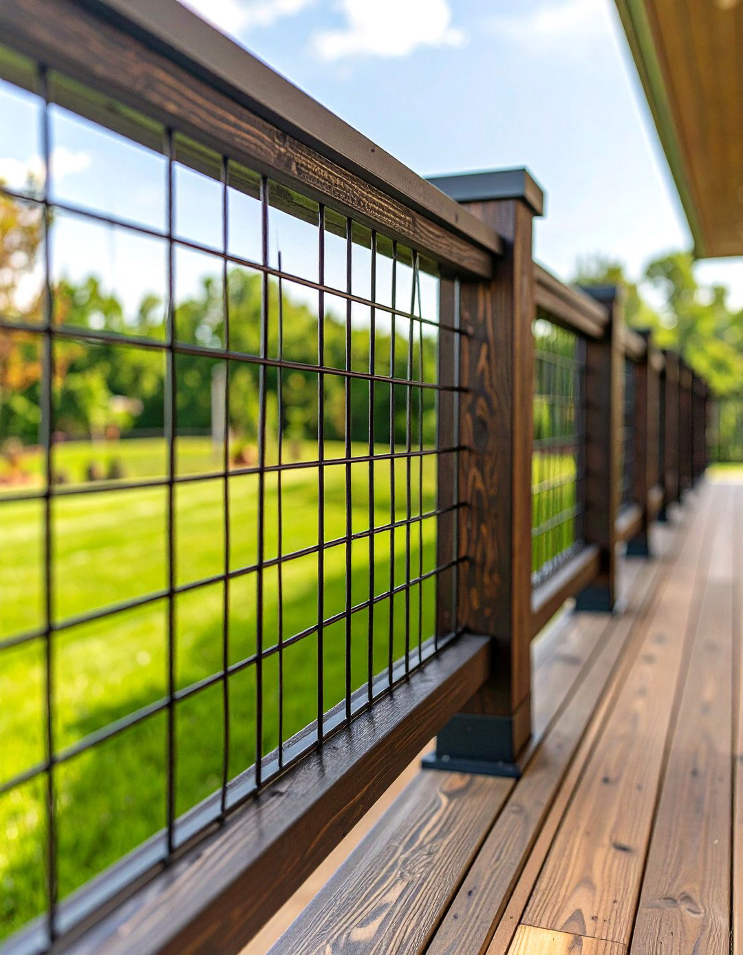 Hog Wire Panel Wood Deck Railing - 30 wood deck railing ideas