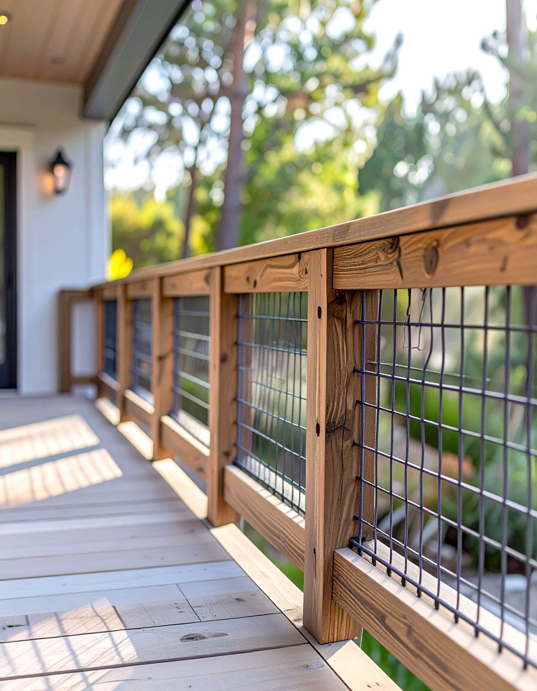 Hog Wire Panel Wood Deck Railing - 30 wood cheap deck railing ideas