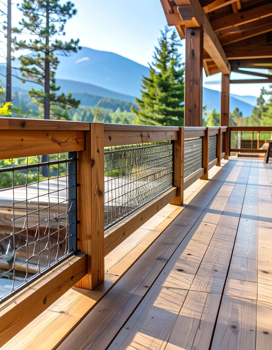 Hog Wire Panel Wood Deck Railing - 30 wood deck deck railing ideas