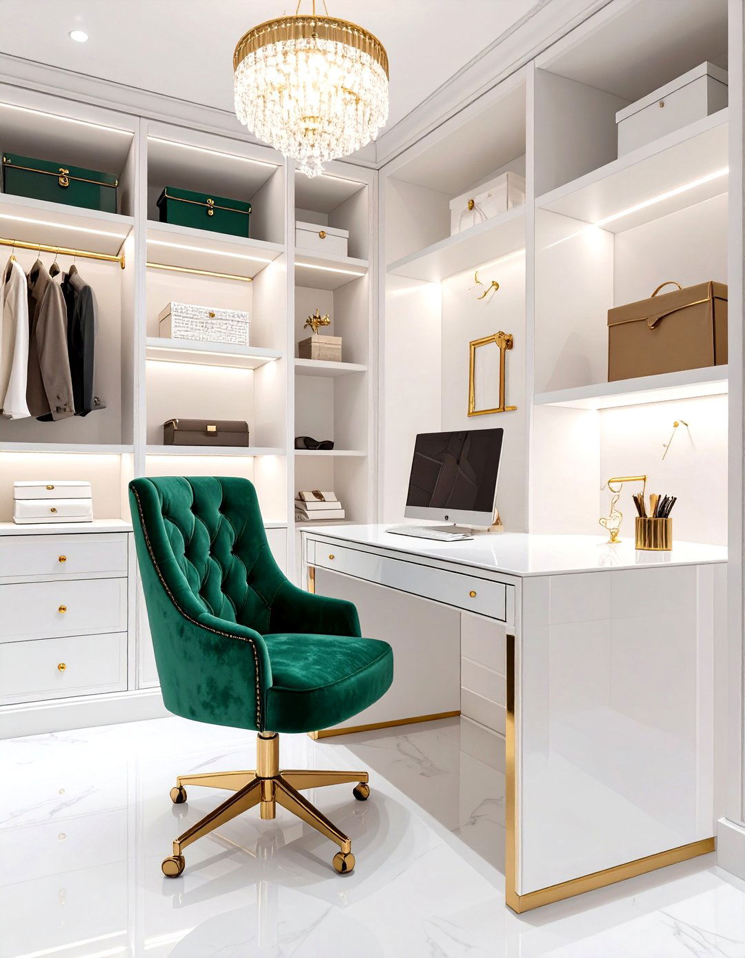 Hollywood Glam Desk Area - 30 closet office ideas