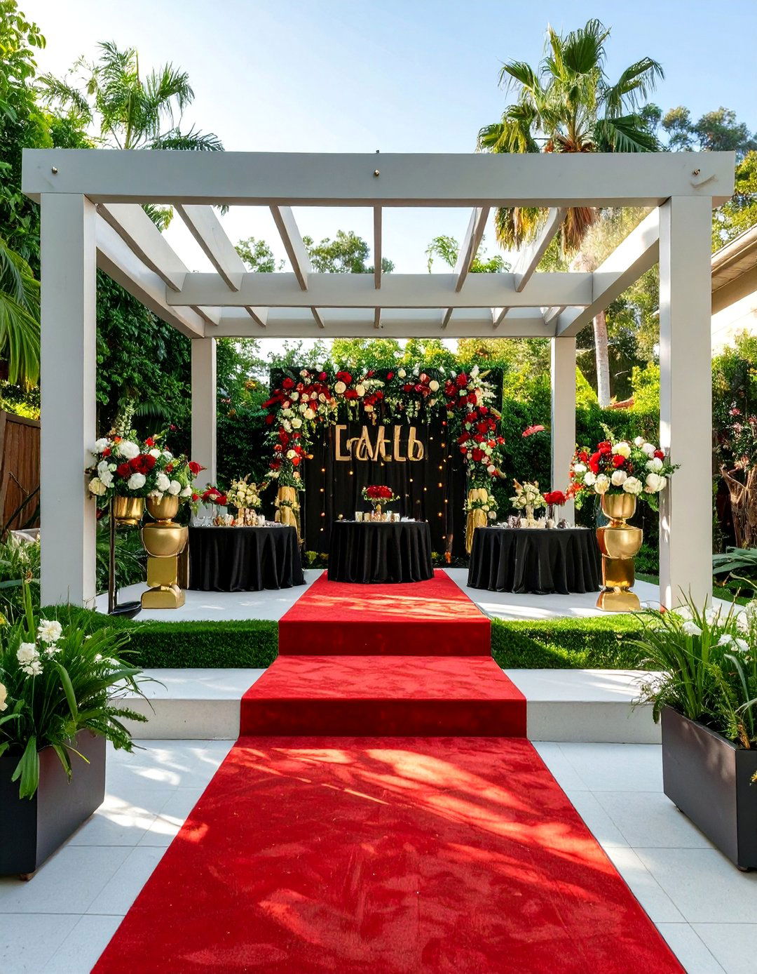 Hollywood Glam Red Carpet - 30 backyard sweet 16 party ideas at home