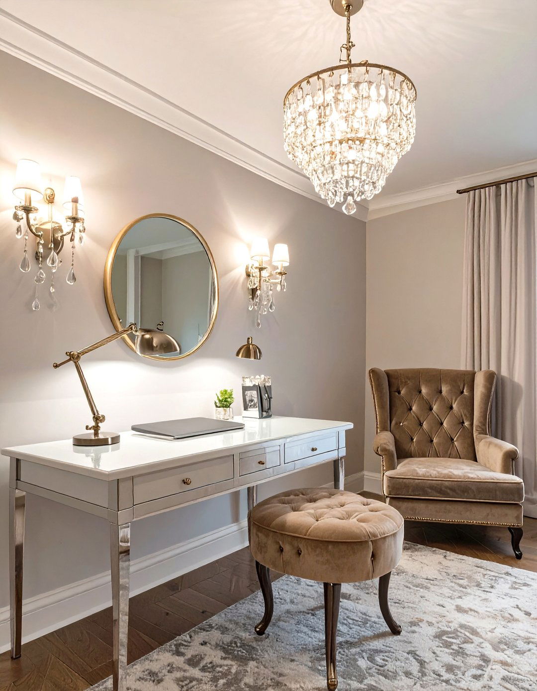 Hollywood Glam with Crystal Accents - 30 home office lighting ideas