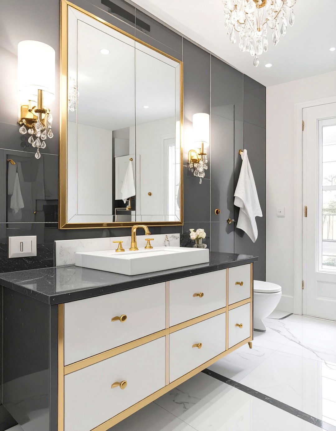 Hollywood Regency Bathroom - 30 bathroom upgrade ideas