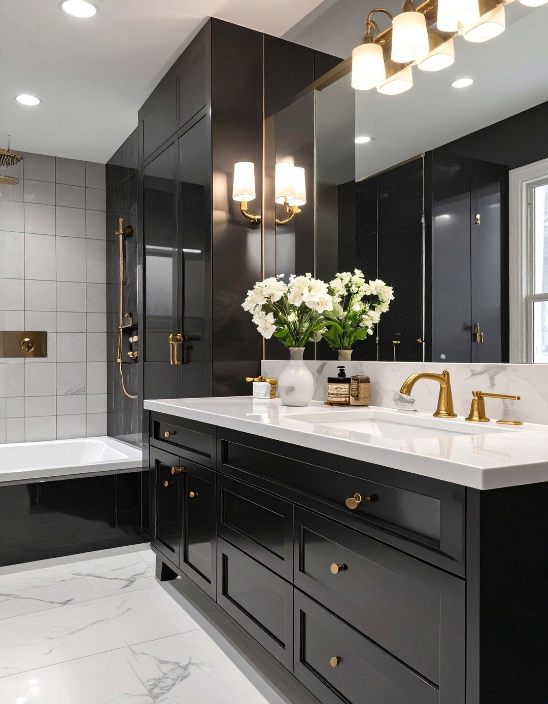 Hollywood Regency Bathroom - 30 black and white bathroom ideas