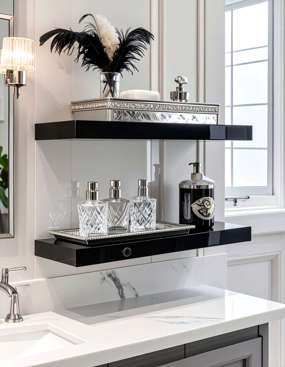 Hollywood Regency Bathroom Shelf - 30 bathroom shelf decor ideas