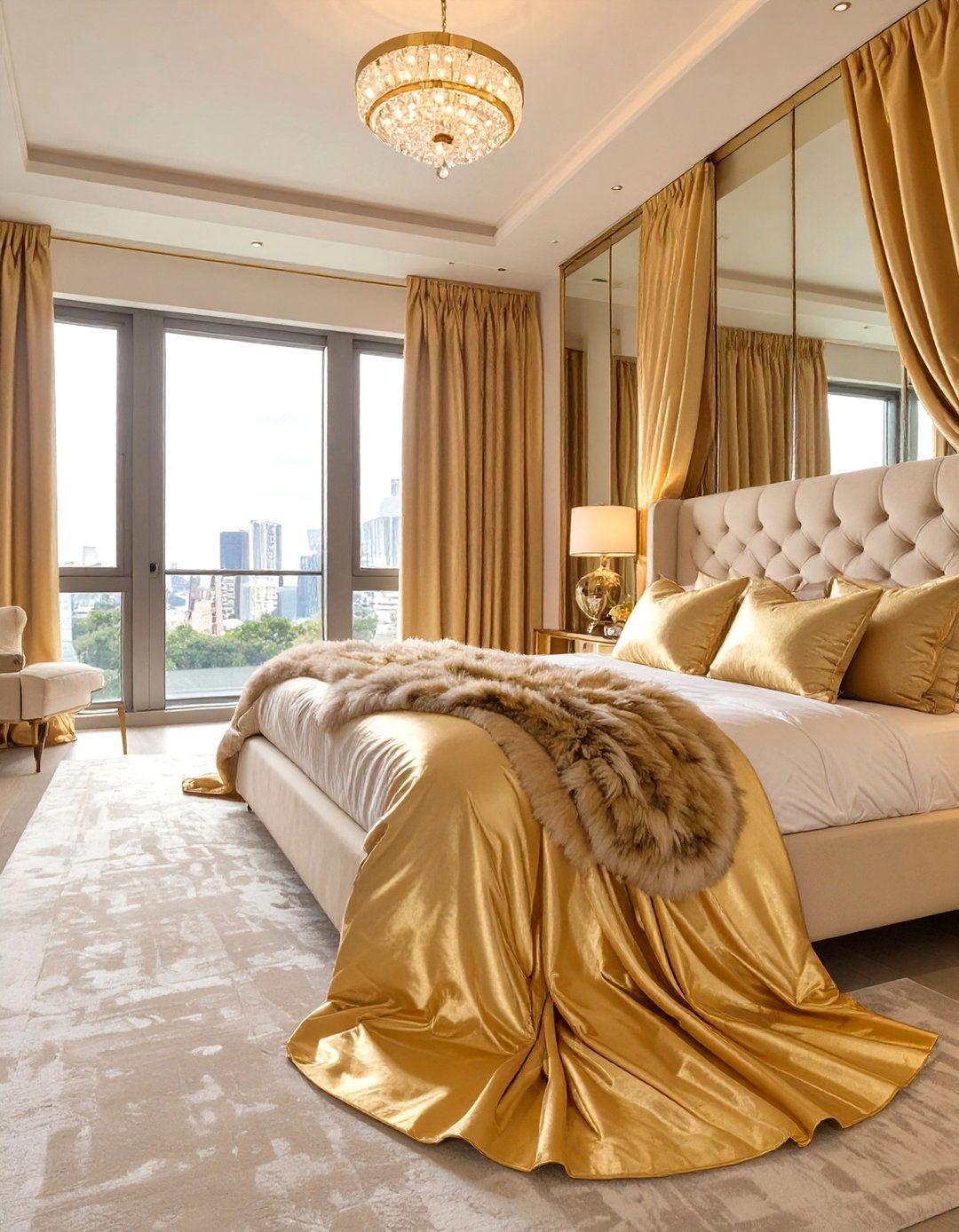 Hollywood Regency Bedroom Silk Drapes - 30 bedroom window ideas