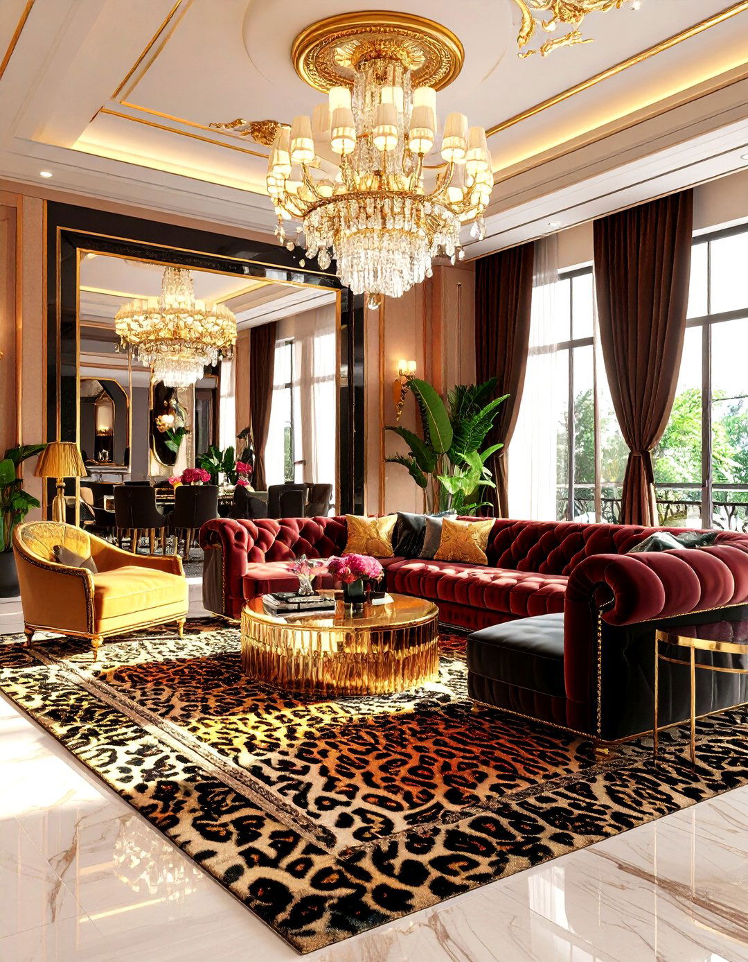 Hollywood Regency Entertainment Room - 30 3d rendering interior design ideas