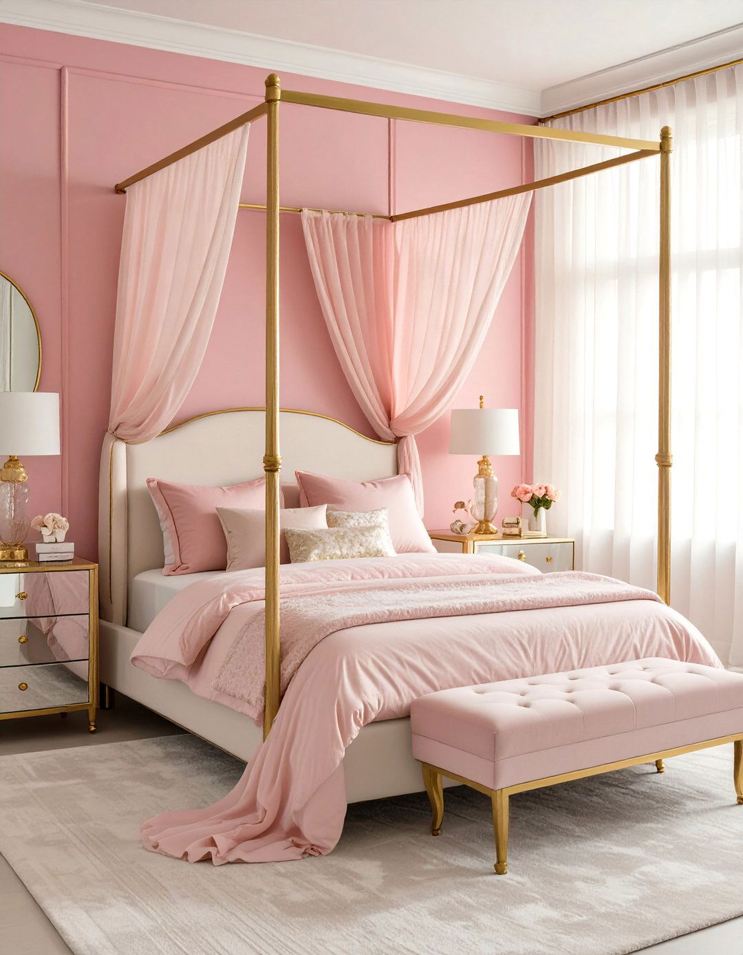 Hollywood Regency Glam Pink Bedroom - 30 luxury pink girl bedroom design ideas