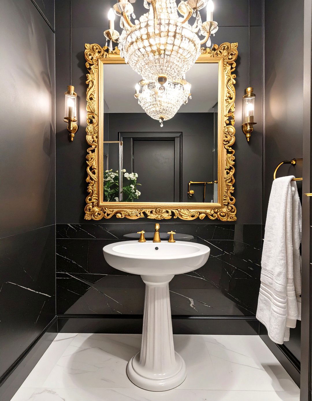Hollywood Regency Glamour Bathroom - 30 black and gold bathroom ideas