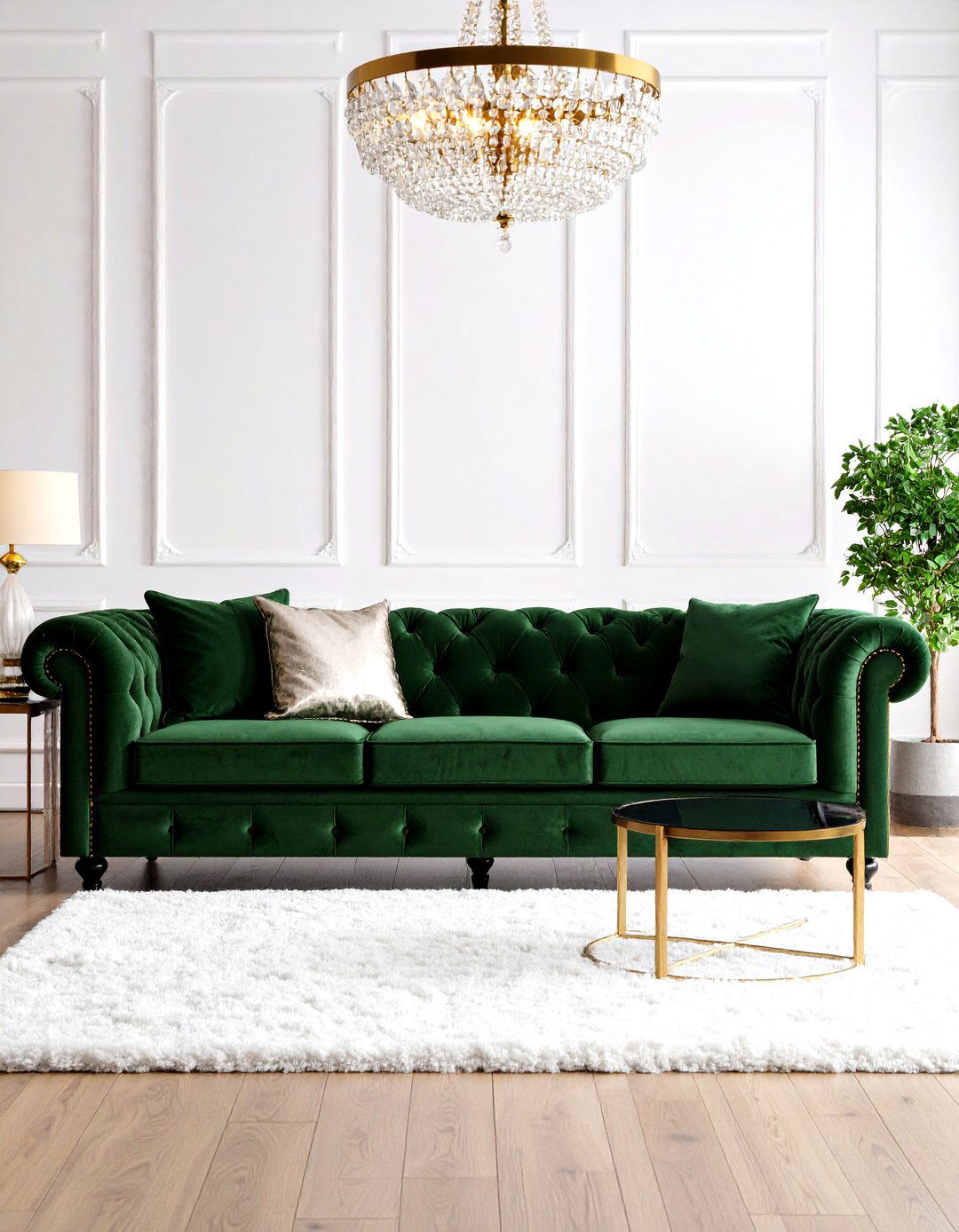 Hollywood Regency Living Room - 30 emerald green sofa living room ideas