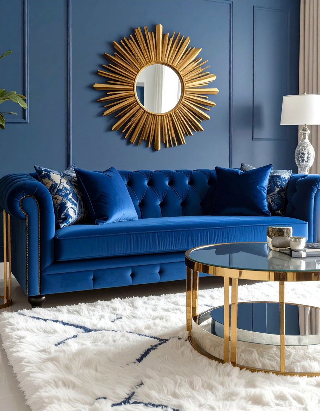 Hollywood Regency Living Room - 30 blue couch living room ideas