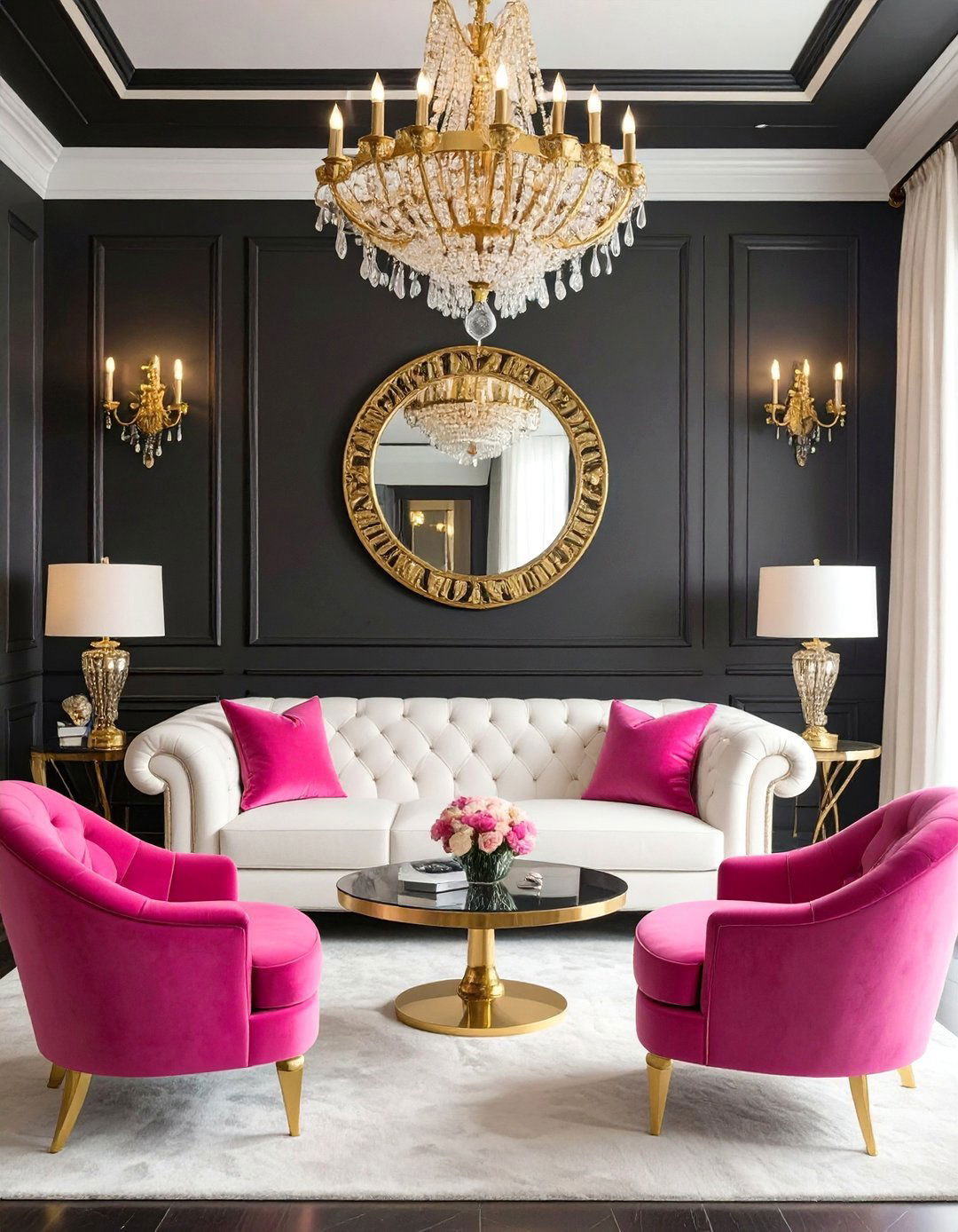 Hollywood Regency Living Room - 30 colorful living room ideas