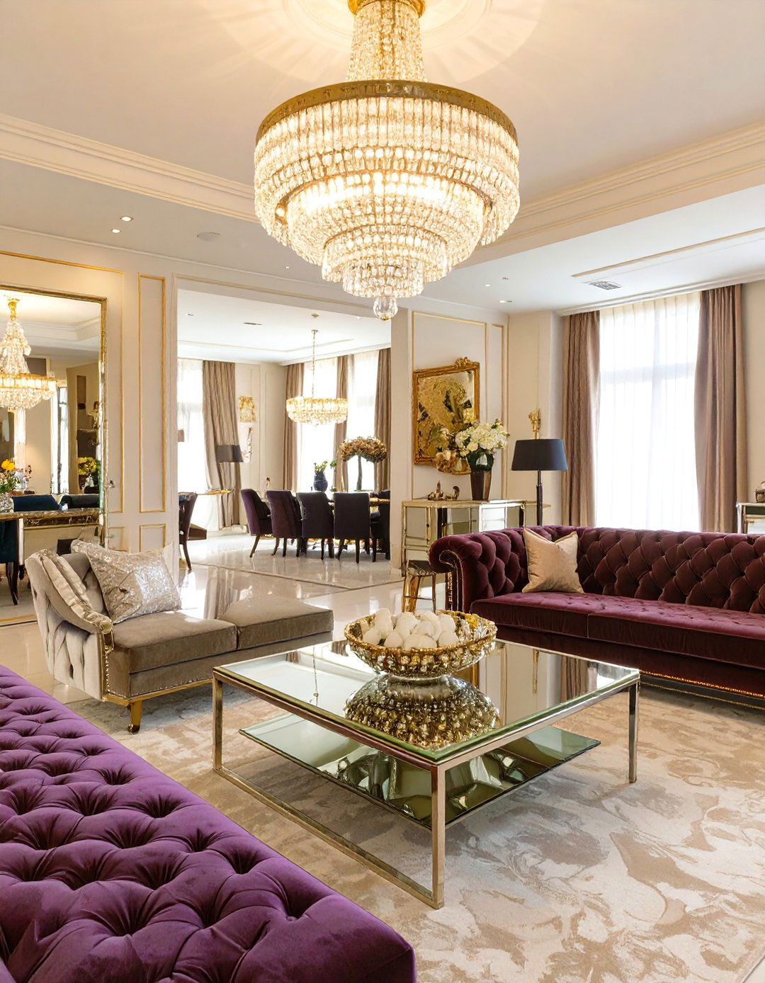 Hollywood Regency Living and Dining Room - 30 open concept living room and dining room ideas