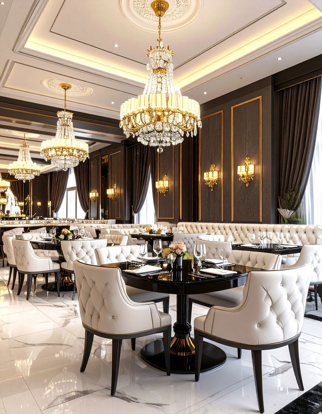 Hollywood Regency with Lacquered Surfaces - 30 restaurant interior design ideas