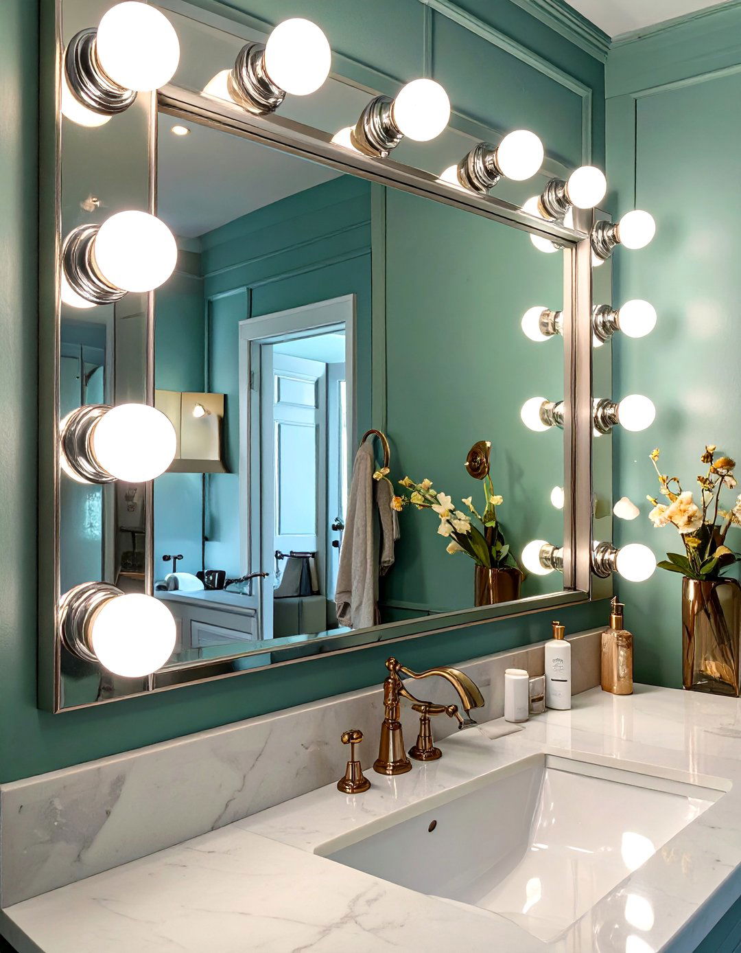 Hollywood Style Globe Bulbs - 30 bathroom lighting ideas