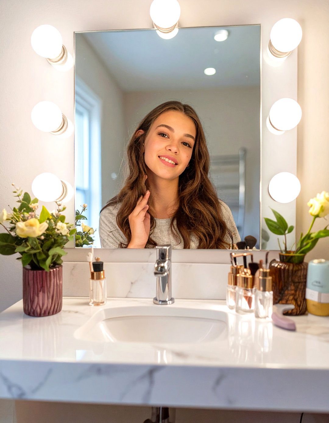Hollywood Style Vanity Lights - 30 teen bathroom ideas