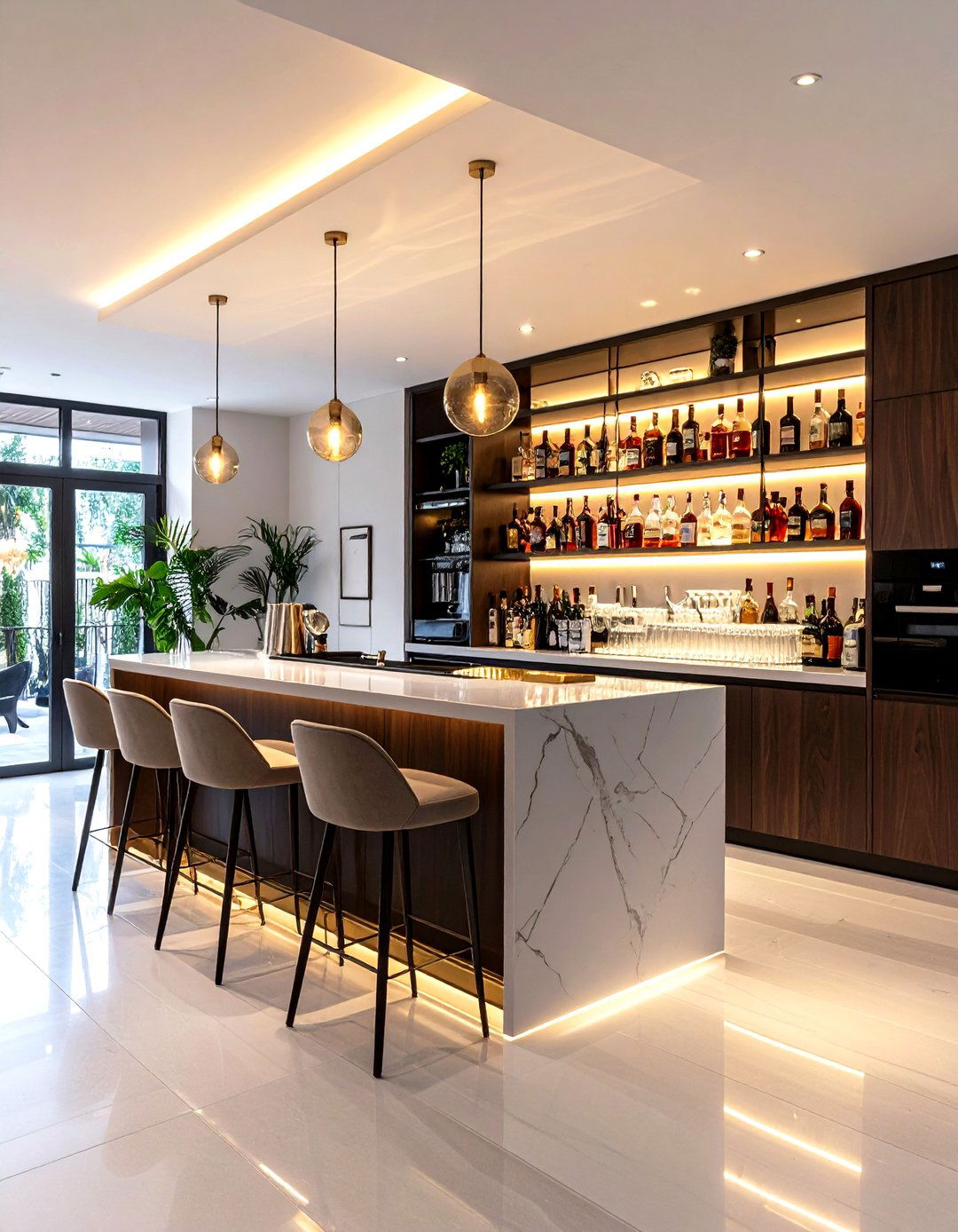 Home Bar with Dramatic Lighting - 30 pinterest interior design ideas