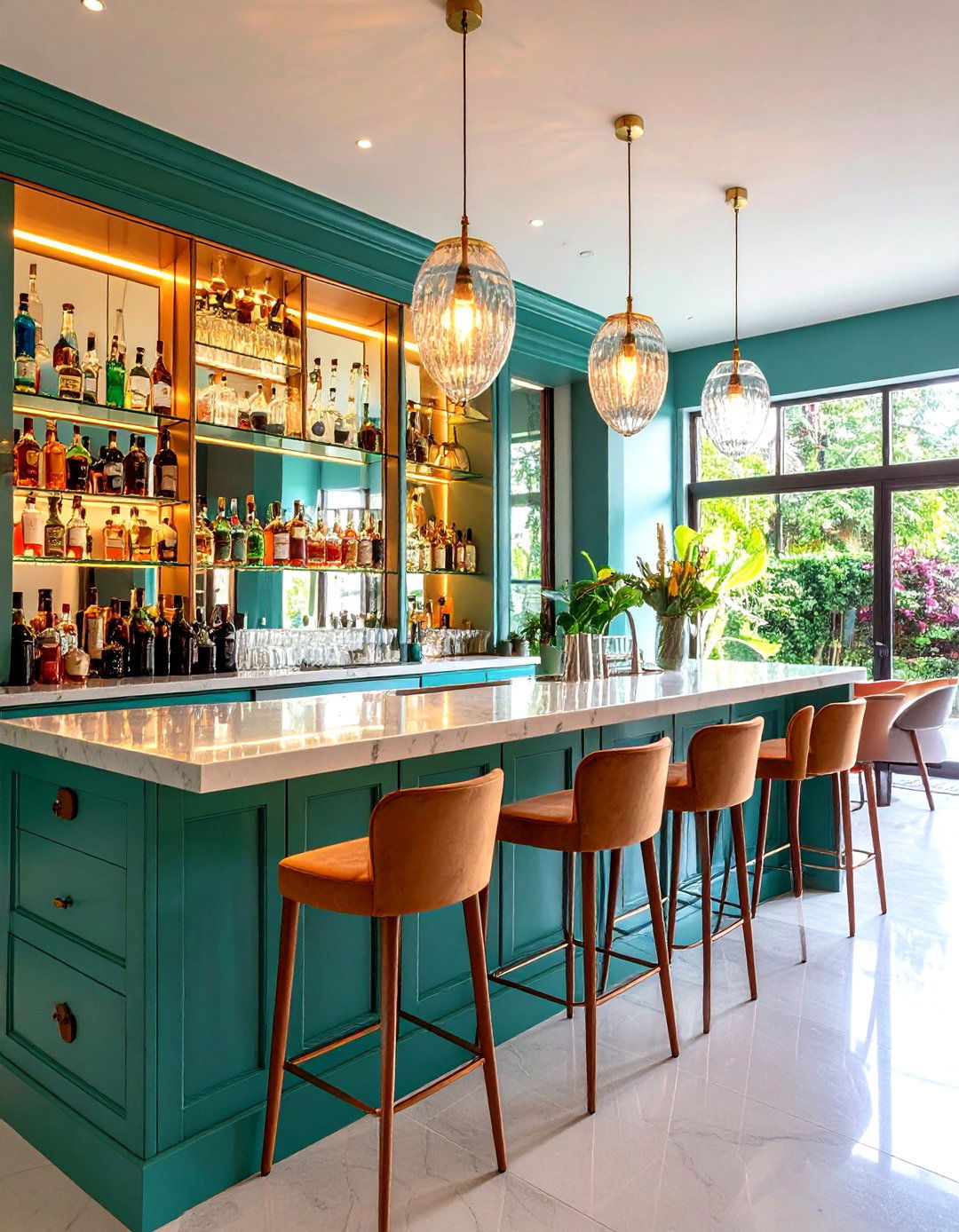 Home Bar with a Mirrored Backsplash - 30 patricketsesfantomes.com what is interior design ideas