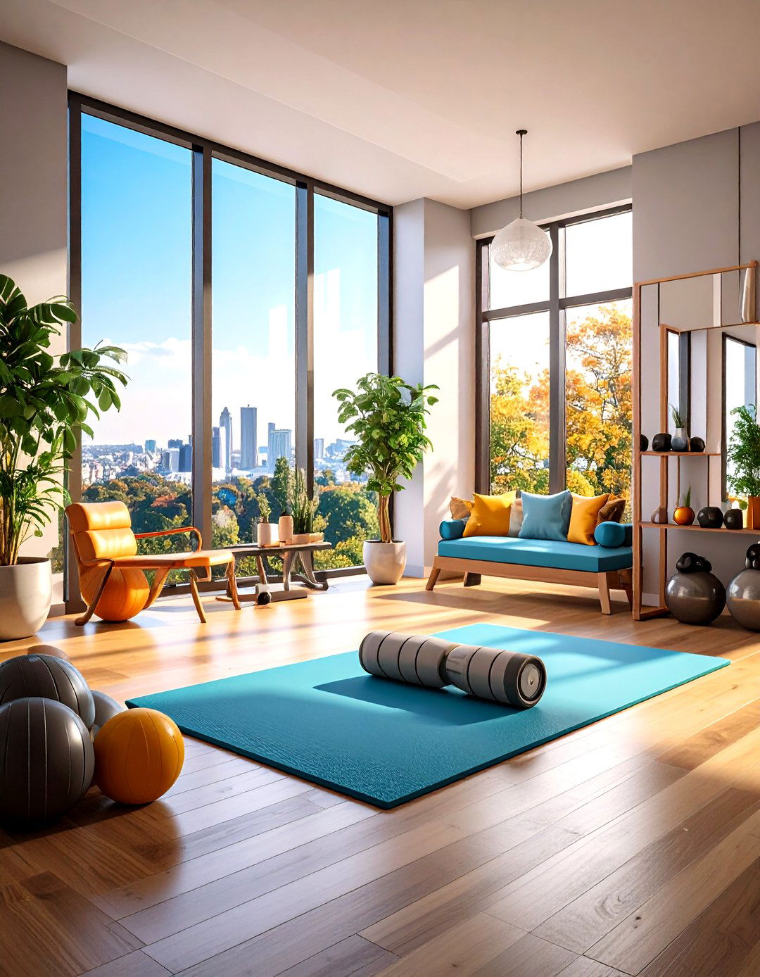 Home Fitness Corner - 30 living room bay window ideas