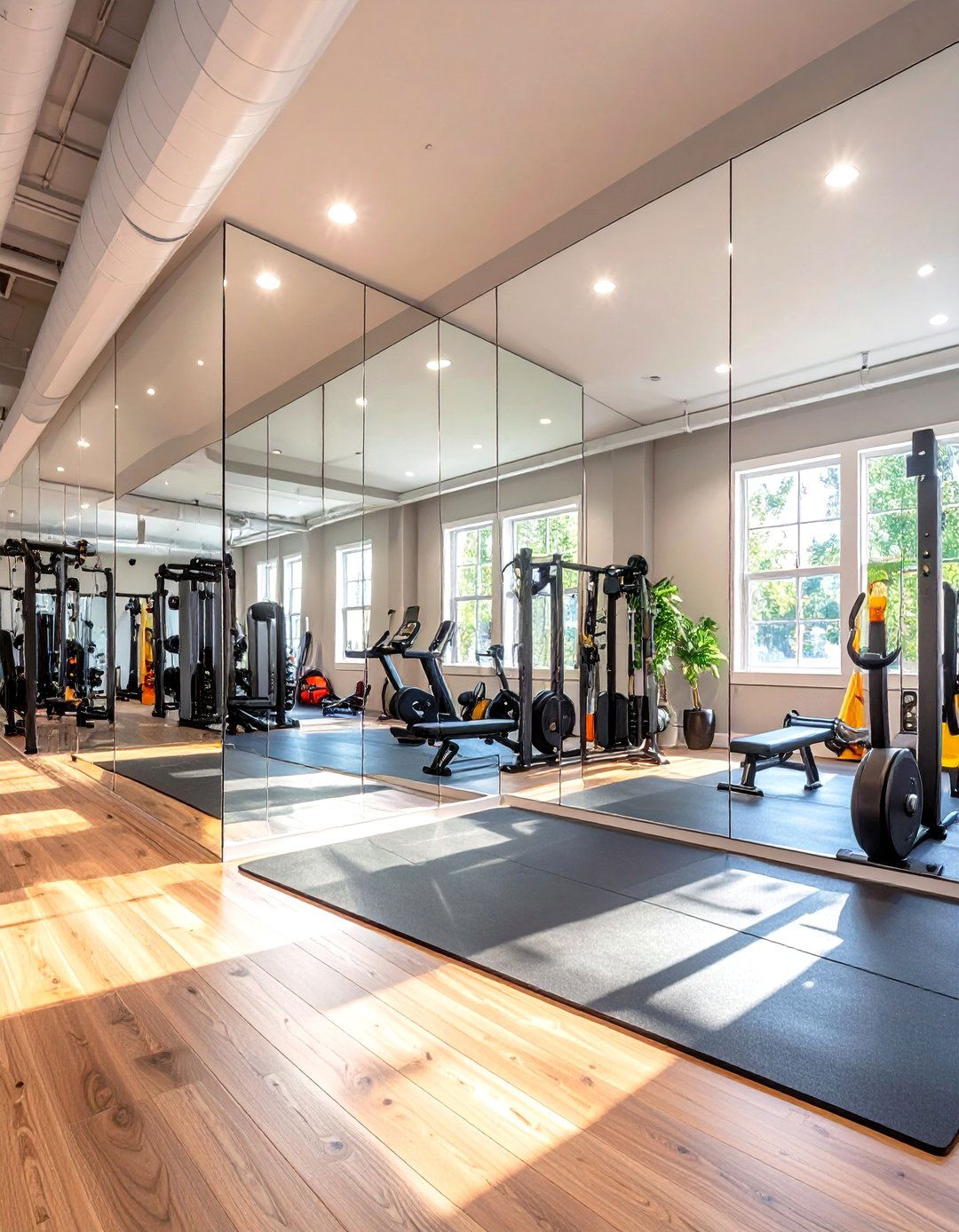 Home Gym Mirrored Wall - 30 interior garage wall ideas