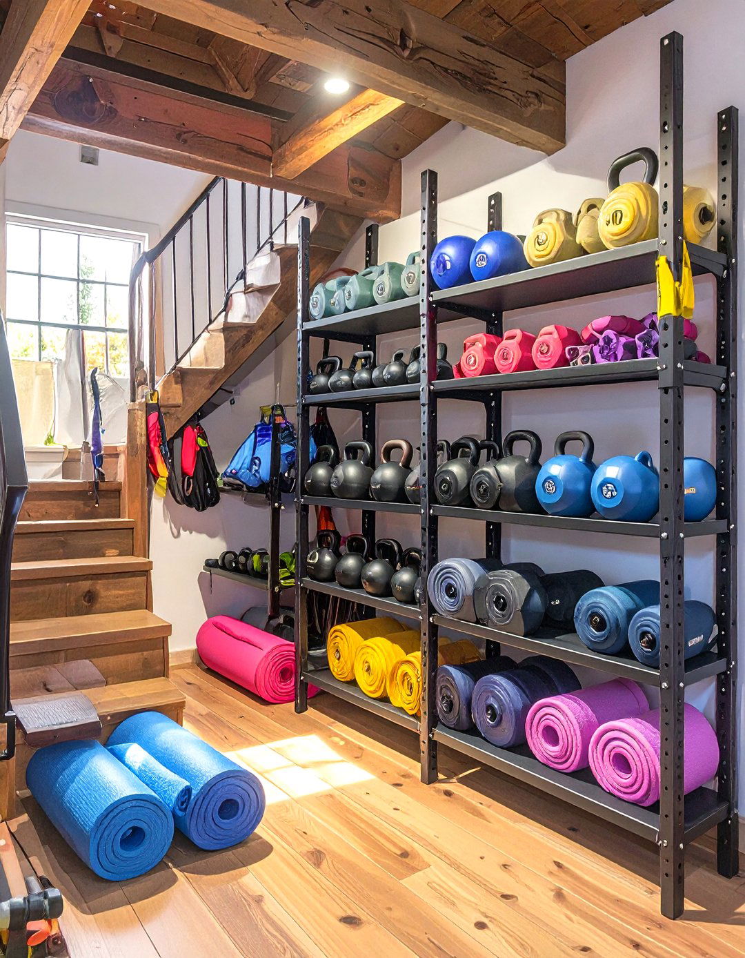Home Gym Storage Station Under Basement Stairs - 30 under basement stairs ideas