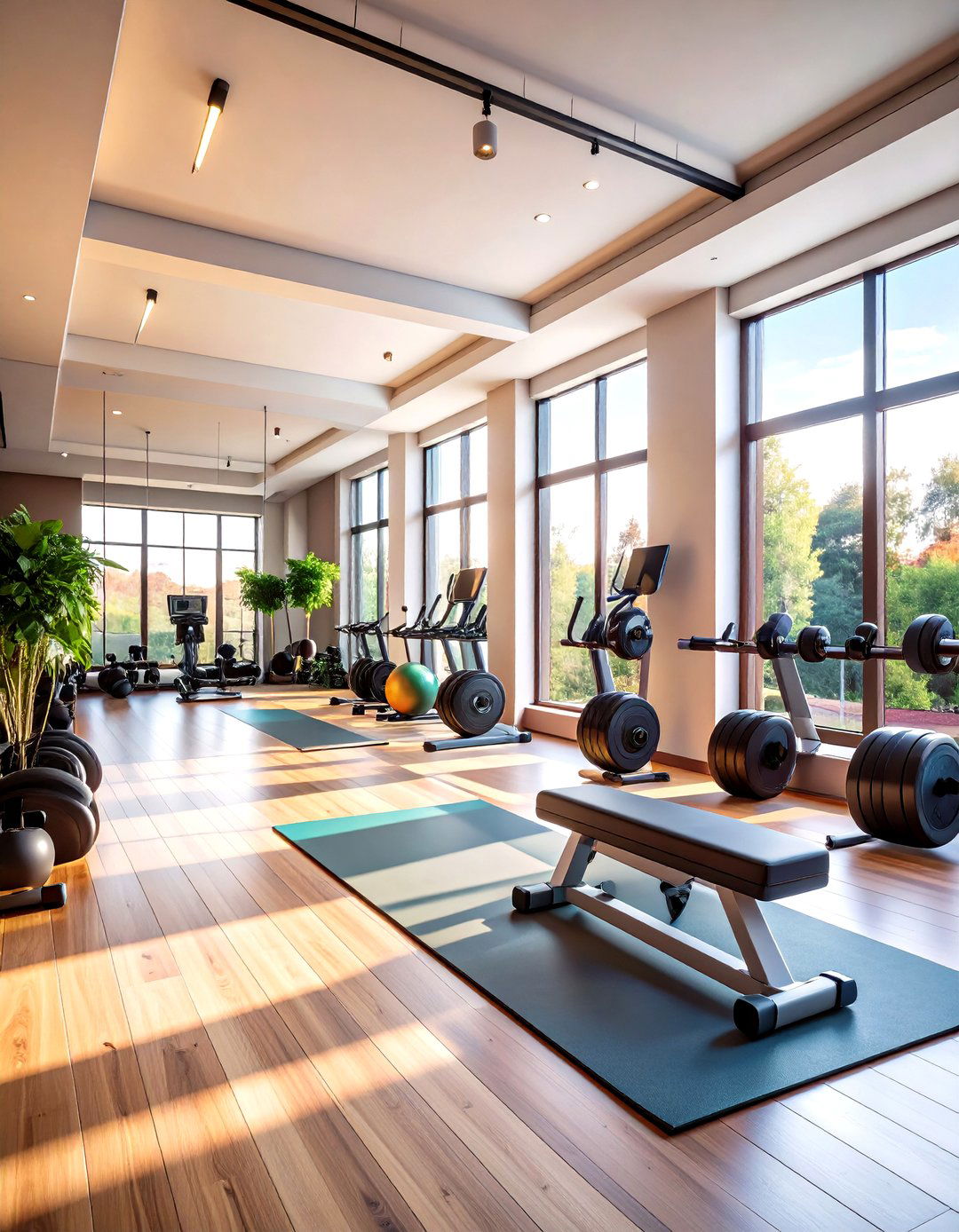Home Gym with Mirrors and Natural Light - 30 pinterest interior design ideas