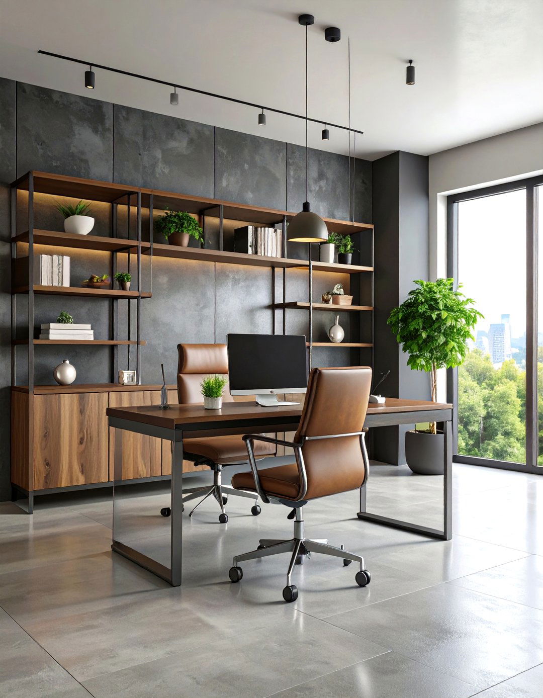 Home Office Concrete Finish Wall - 30 ai accent wall design ideas
