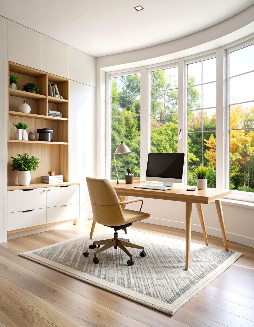 Home Office Workspace - 30 living room bay window ideas