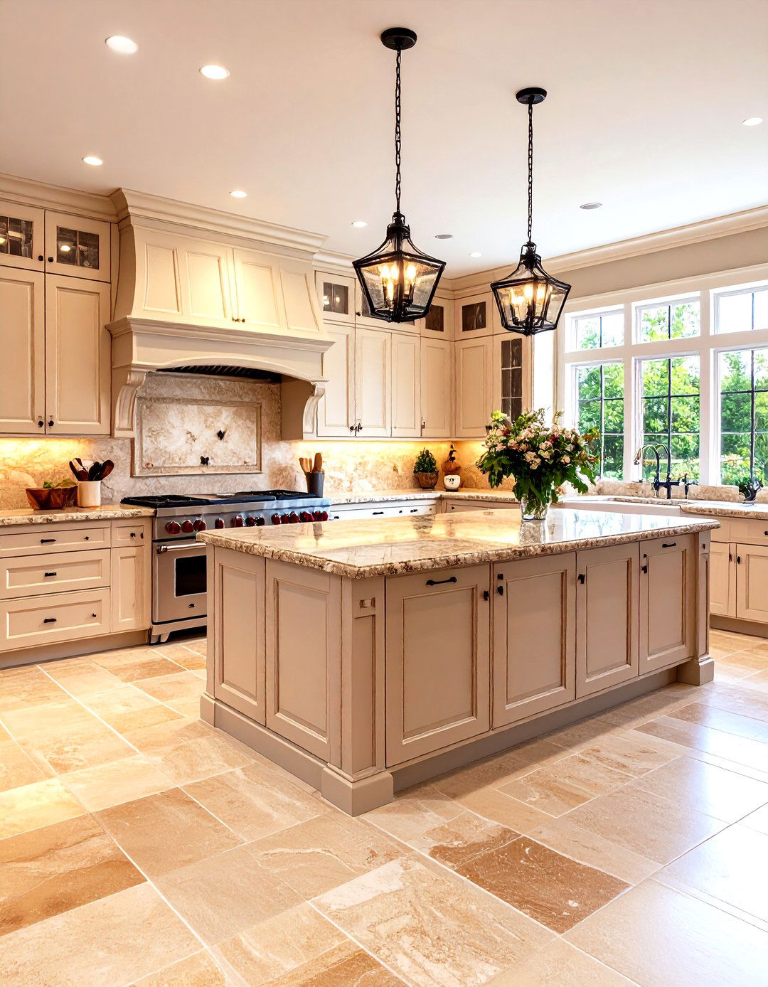 Honed Travertine Tile Kitchen Floor - 30 kitchen floors ideas
