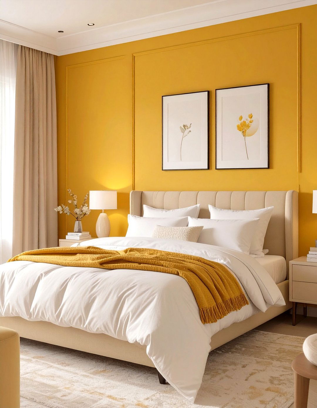 Honey Yellow and Cream Palette - 30 yellow bedroom ideas