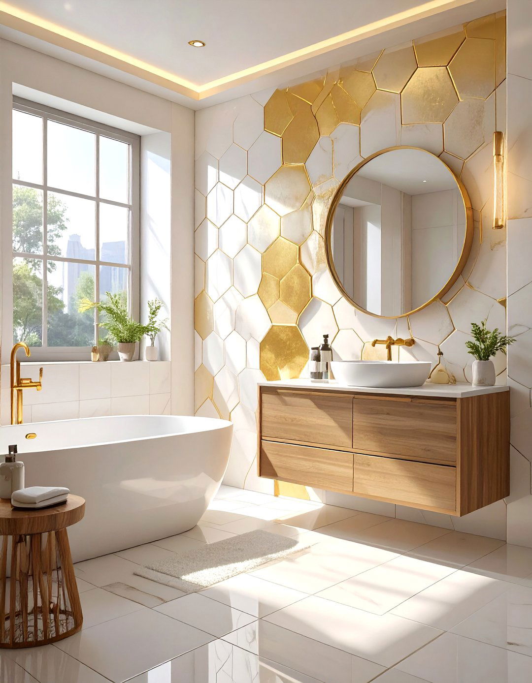 Honeycomb Hexagon Outlines - 30 bathroom tile paint ideas