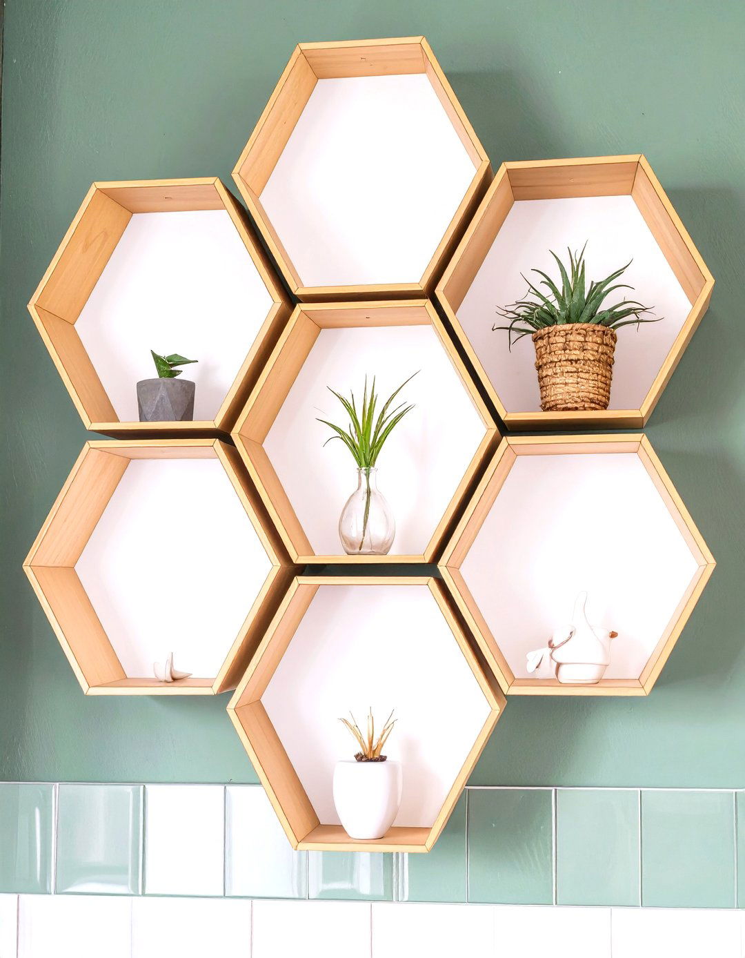 Honeycomb Hexagon Shelves - 30 small kitchen shelf ideas