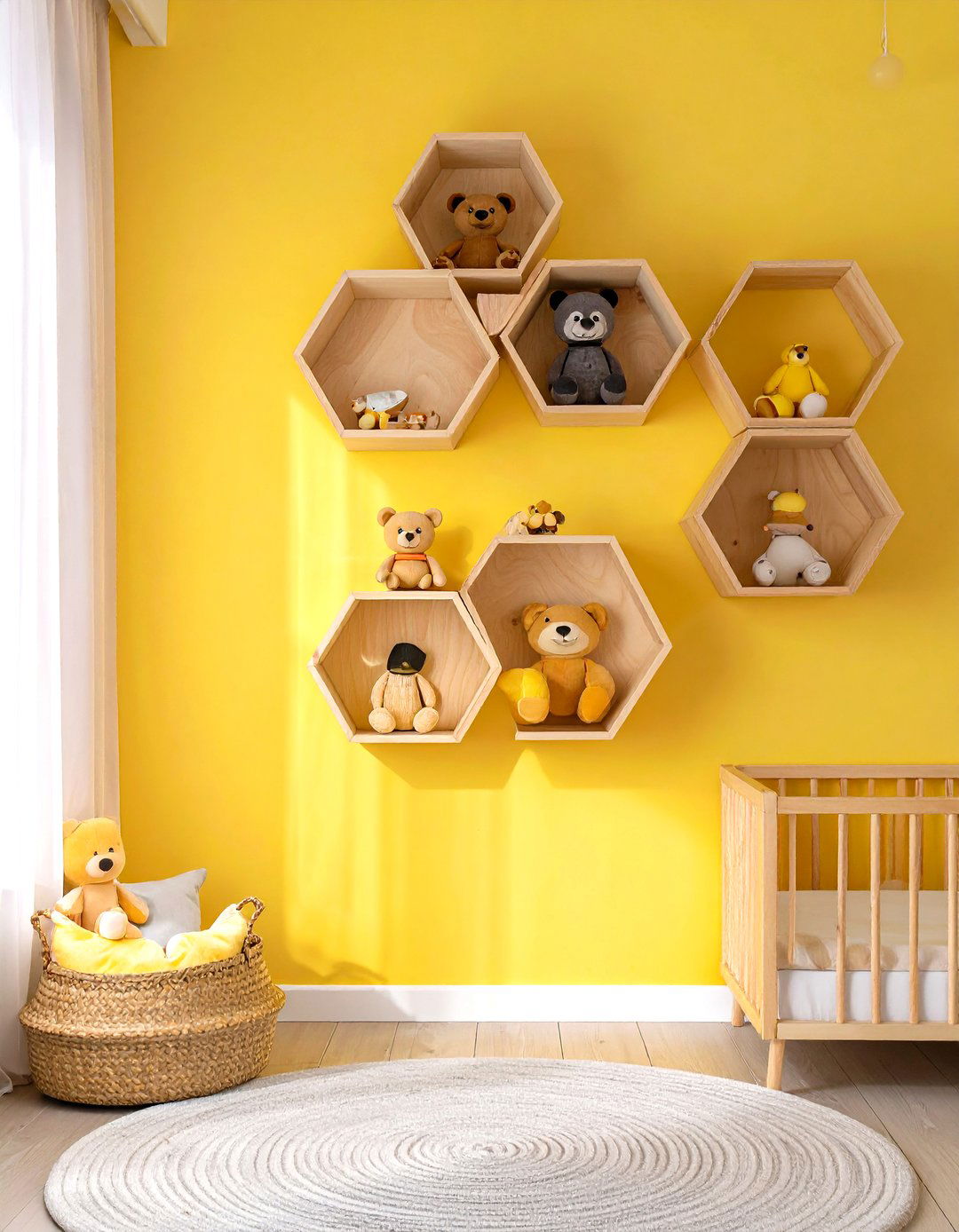 Honeycomb Shaped Wall Shelves - 30 winnie the pooh nursery ideas