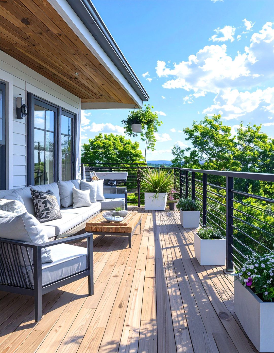 Horizontal Black Bar Railing - 30 black deck railing ideas