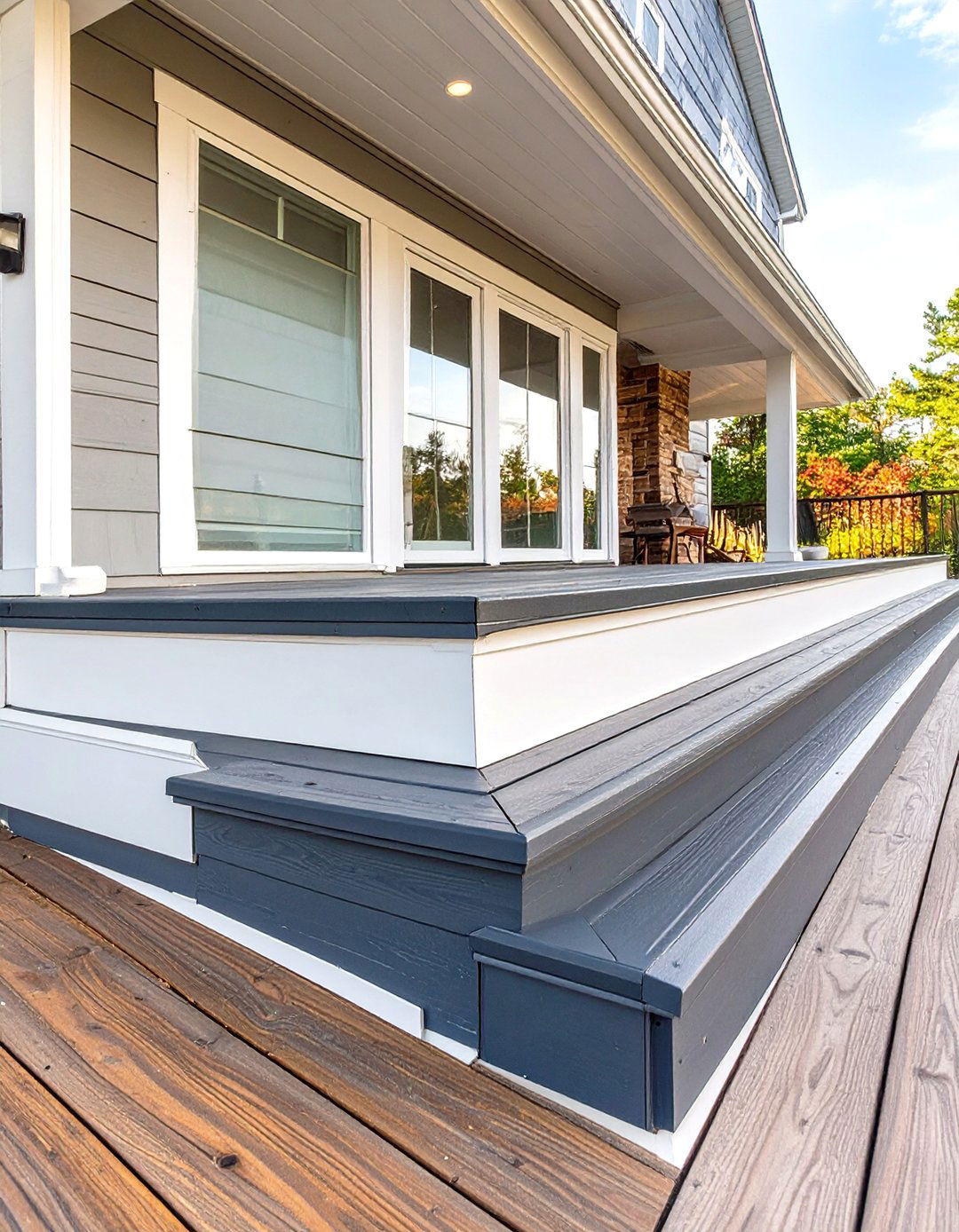 Horizontal Skirting with Contrasting Trim - 30 horizontal deck skirting ideas