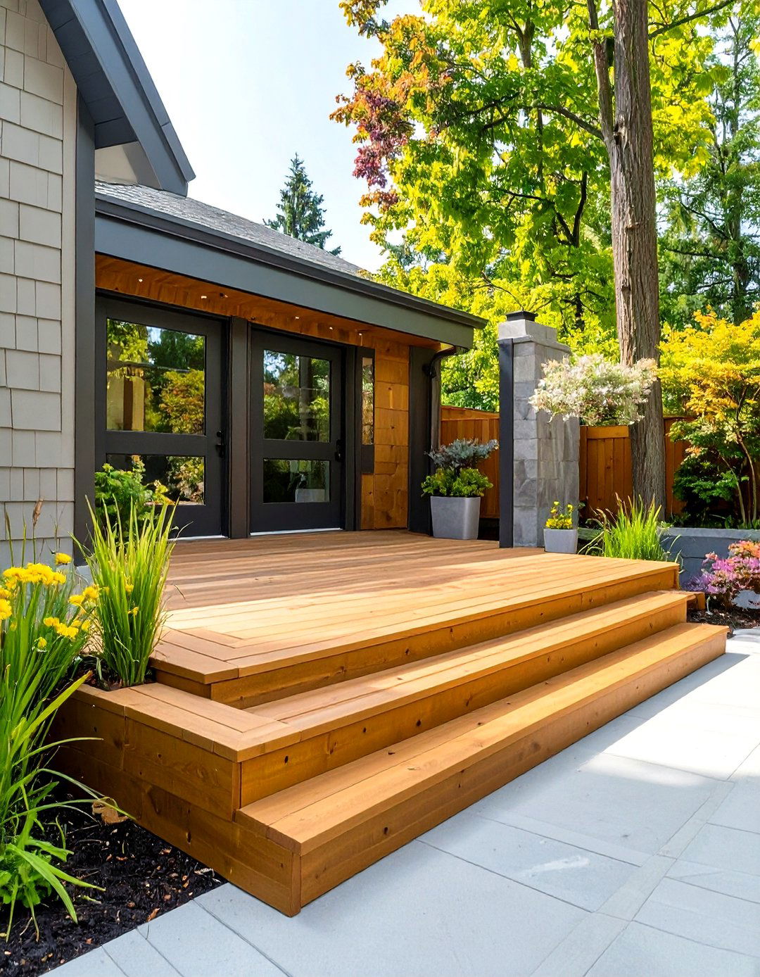 Horizontal Skirting with a Gate Access Door - 30 horizontal deck skirting ideas