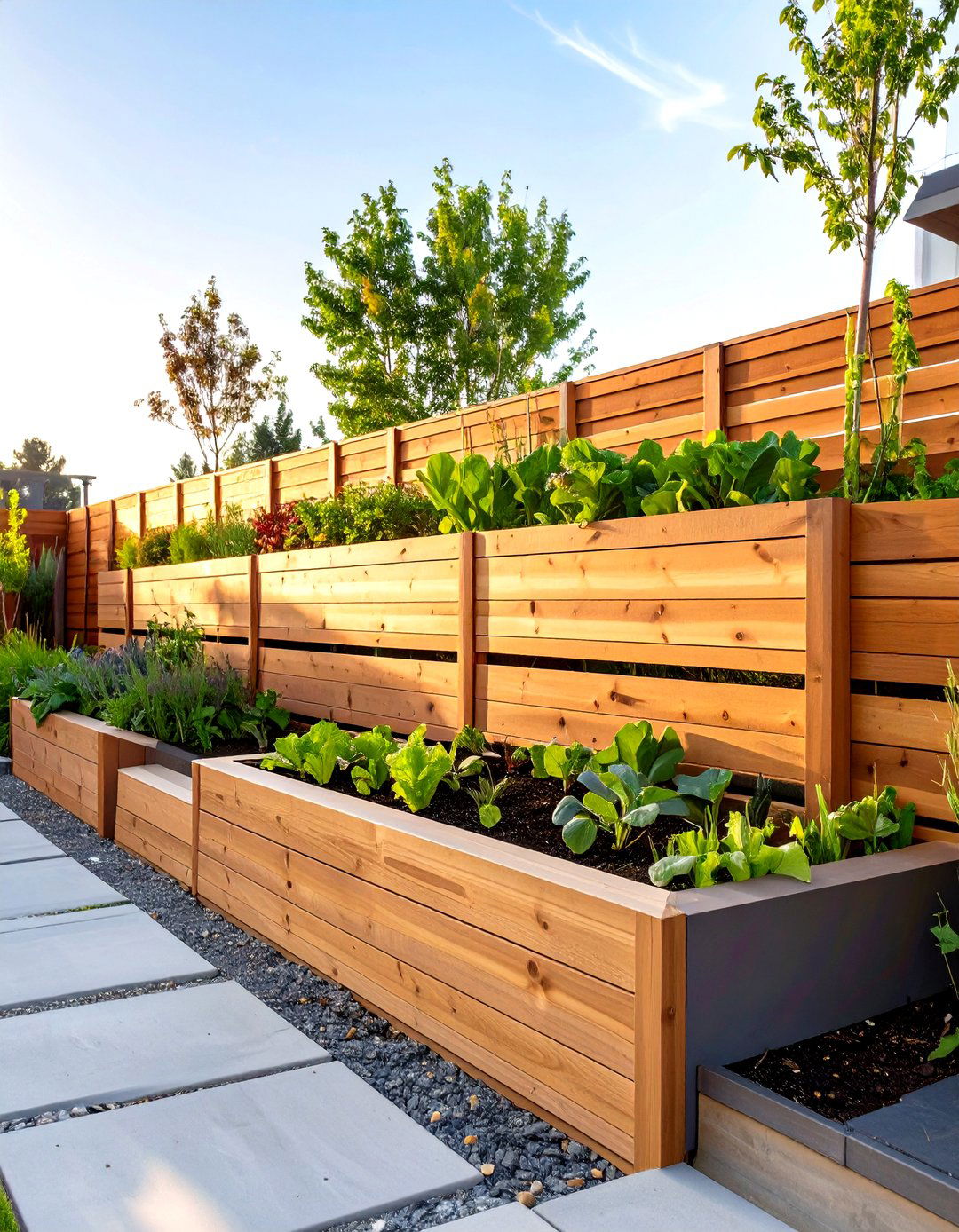 Horizontal Slat Vegetable Garden Fence - 30 vegetable garden fence ideas