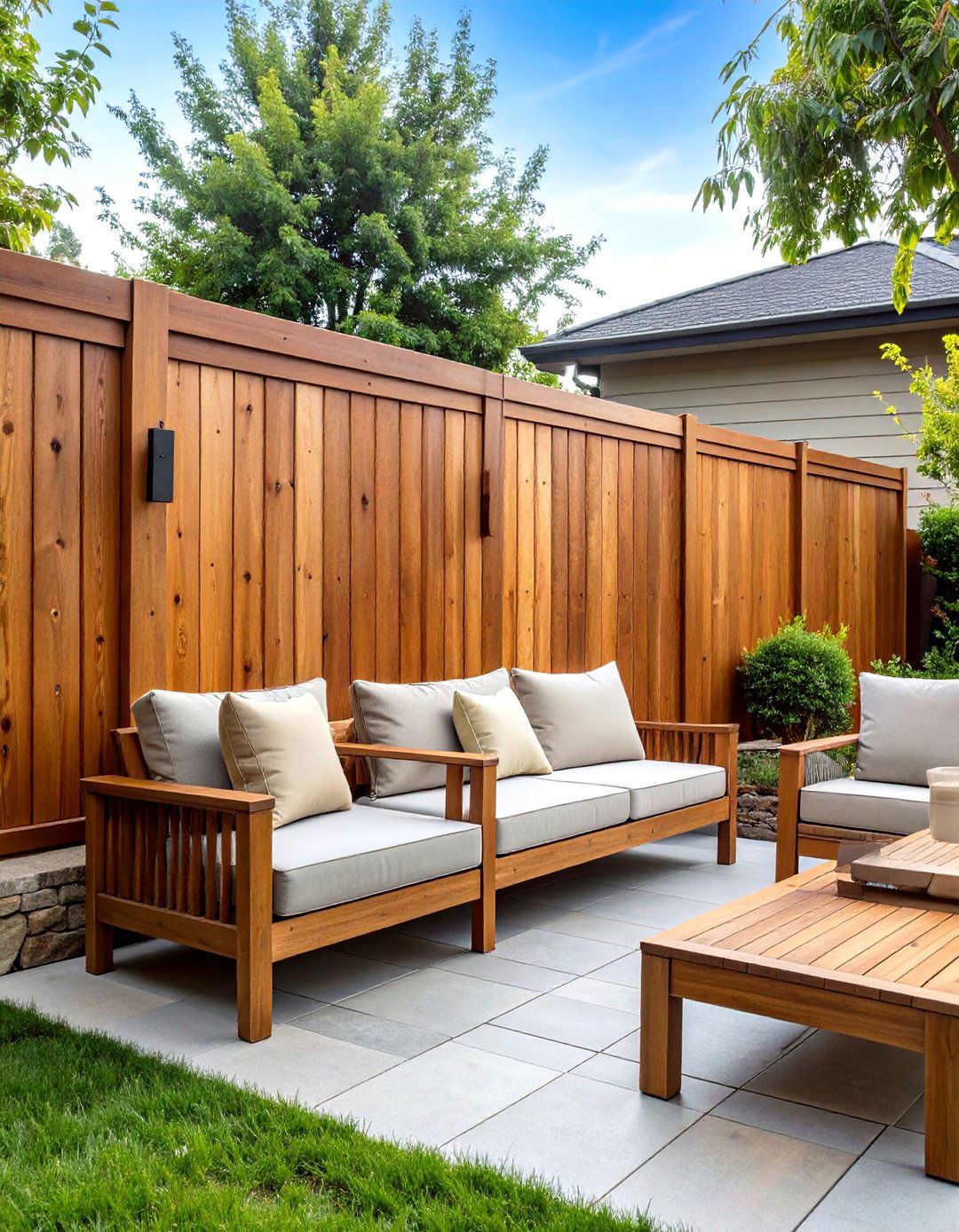 Horizontal Slat Wood Patio Fence - 30 patio fence ideas