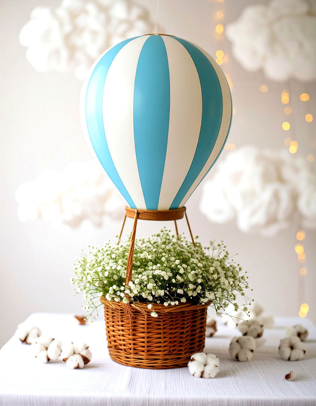 Hot Air Balloon Adventure Centerpiece - 30 baby shower centerpiece ideas