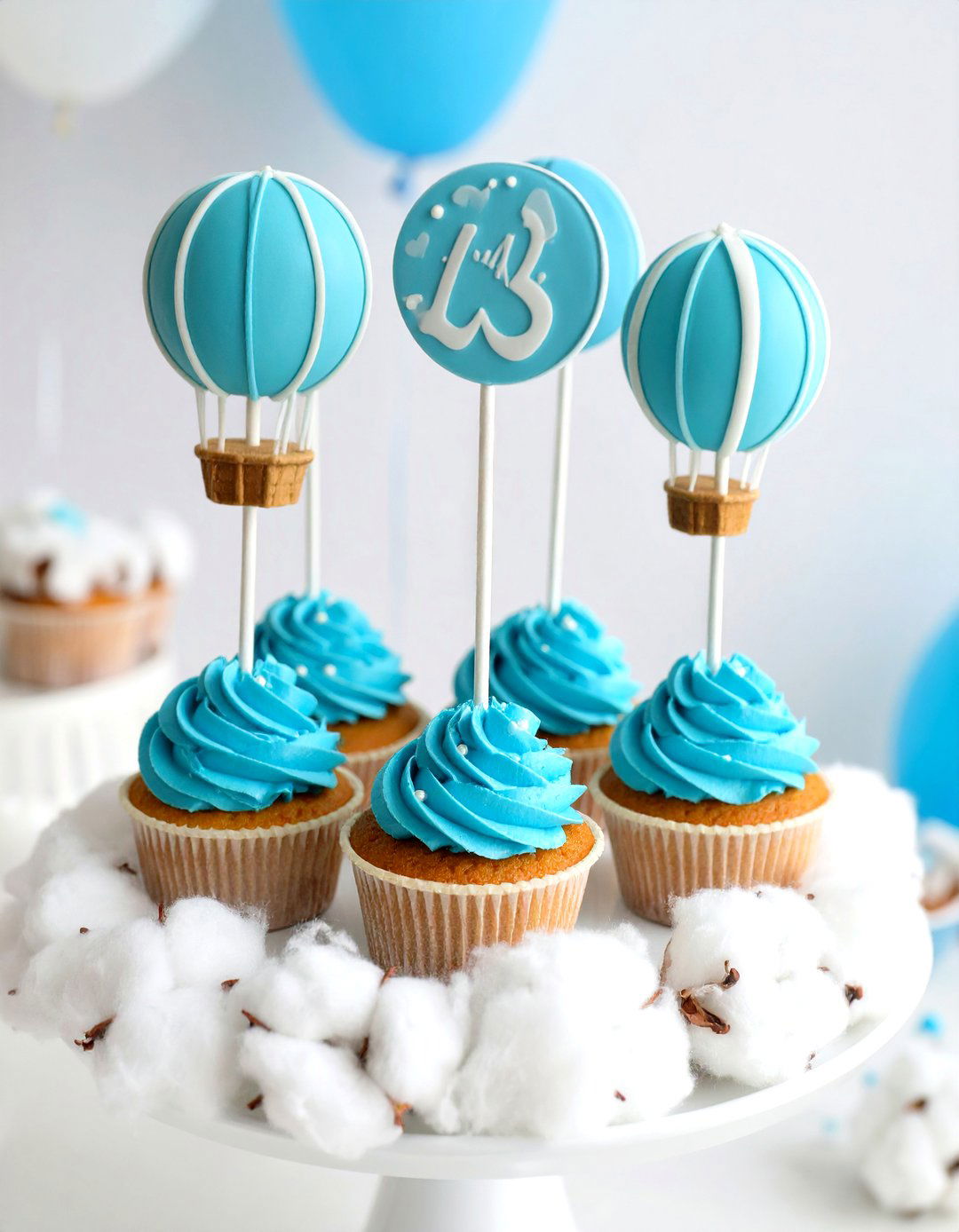 Hot Air Balloon Adventure Cupcakes - 30 baby shower cupcake ideas