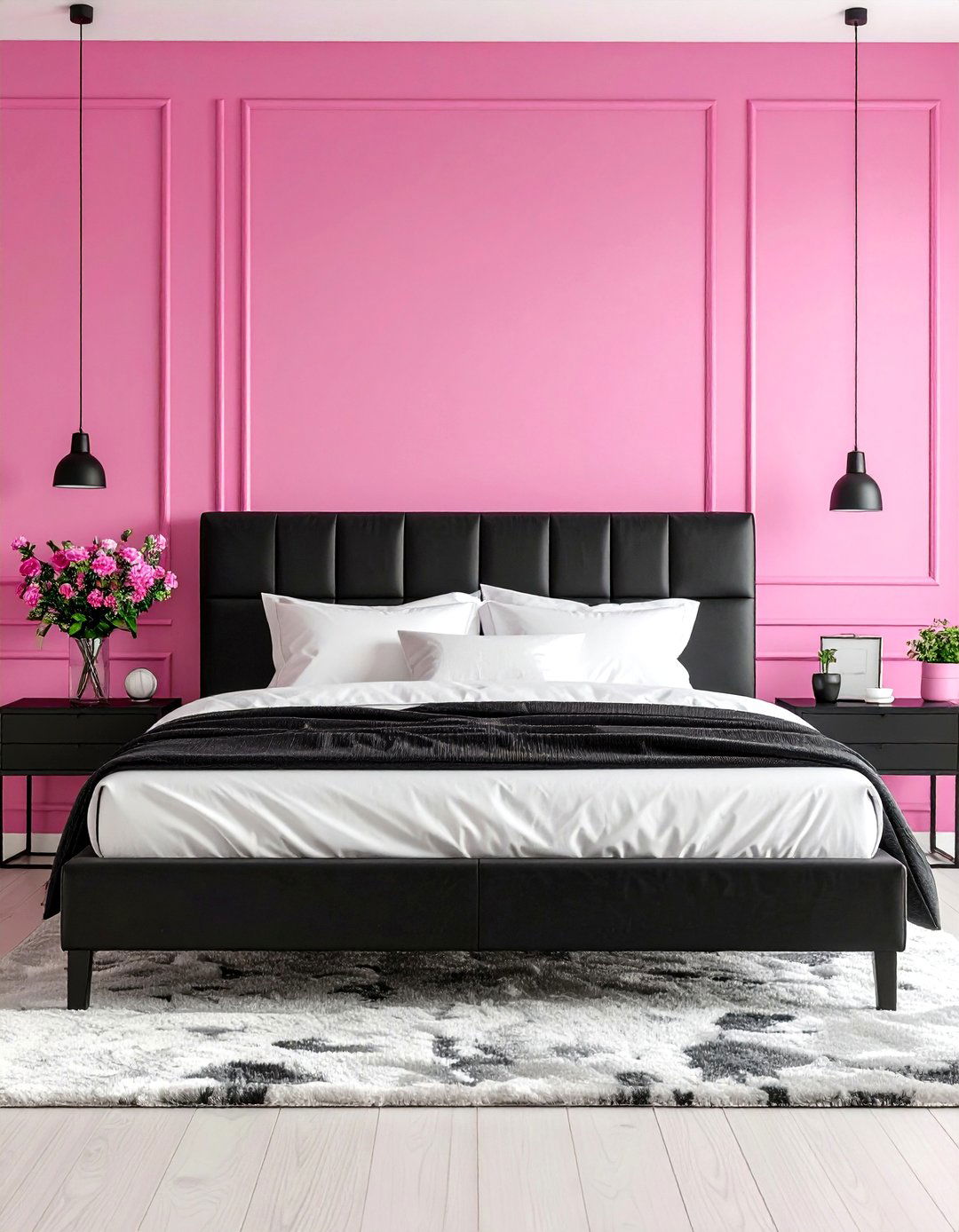 Hot Pink Accent Wall for a Bold Statement - 30 pink bedroom ideas