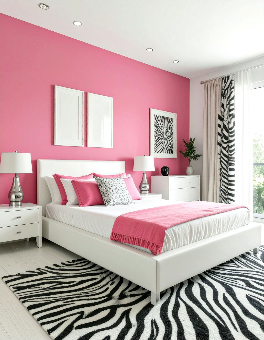 Hot Pink and Zebra Print Bedroom - 30 girls bedroom ideas pink