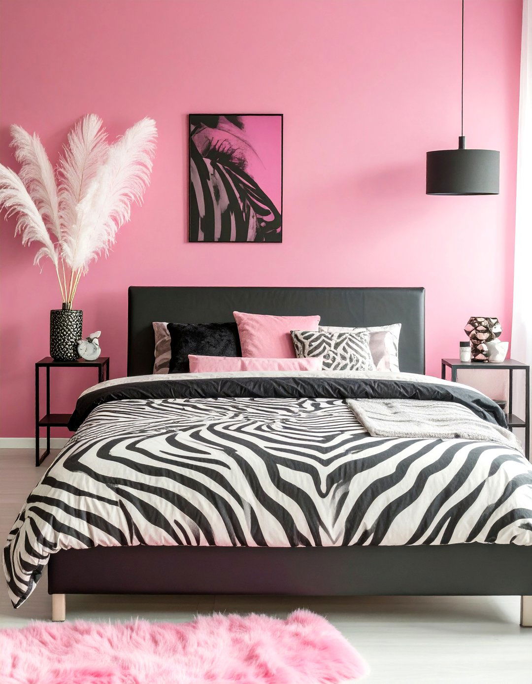 Hot Pink and Zebra Print Bedroom - 30 cute pink girl bedroom design ideas