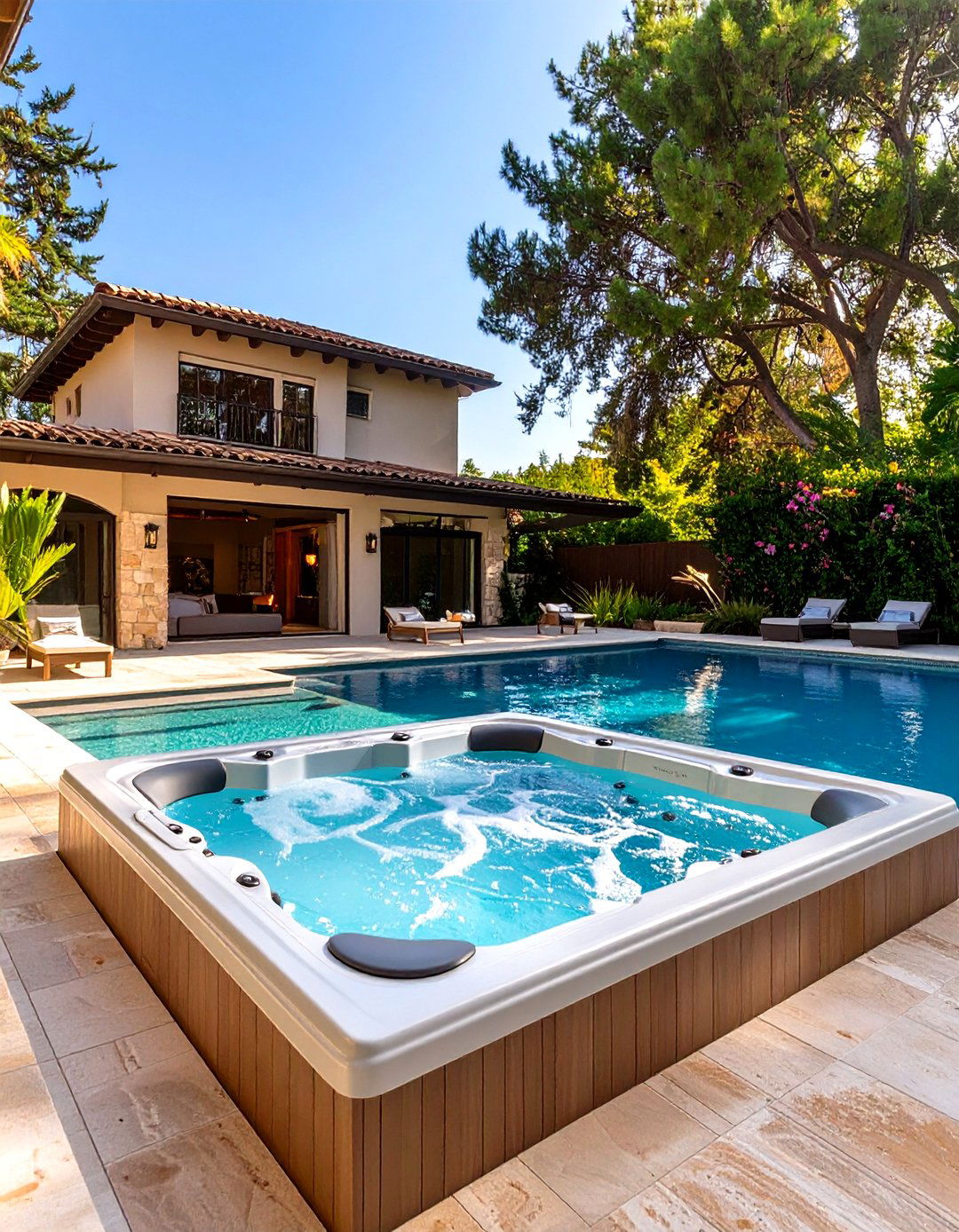 Hot Tub Integrated with a Pool - 30 outdoor hot tub ideas