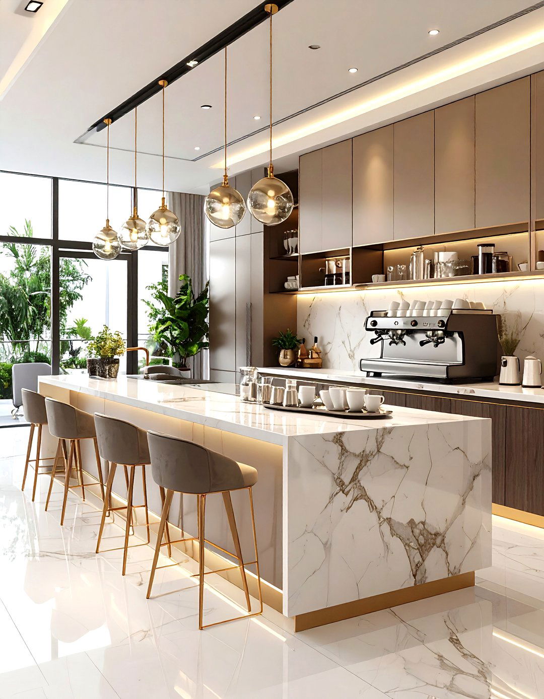 Hotel Lobby Luxe Coffee Station - 30 kitchen coffee bar ideas
